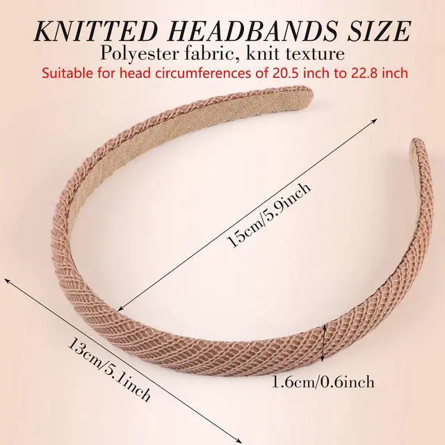 Alt view image 2 of 7 - 6 Pack Trendy Headbands for Thicker Hair, Non Slip 0.6 inch Thin Knitted Hairbands Assorted Colors for Girls Summer Dress Outfit(Brown Series)