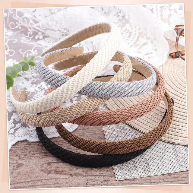 Alt view image 5 of 7 - 6 Pack Trendy Headbands for Thicker Hair, Non Slip 0.6 inch Thin Knitted Hairbands Assorted Colors for Girls Summer Dress Outfit(Brown Series)