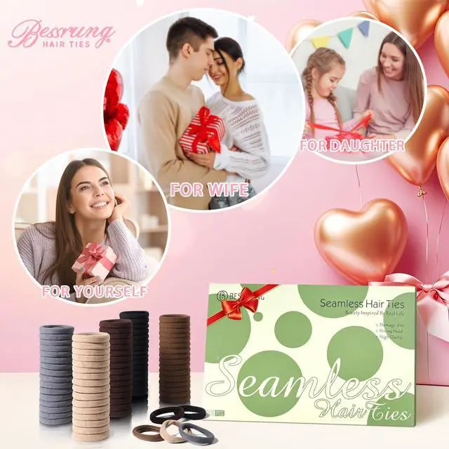 Alt view image 2 of 7 - 100PCS Brown Seamless Elastic Hair Ties No Damage for Women Girls