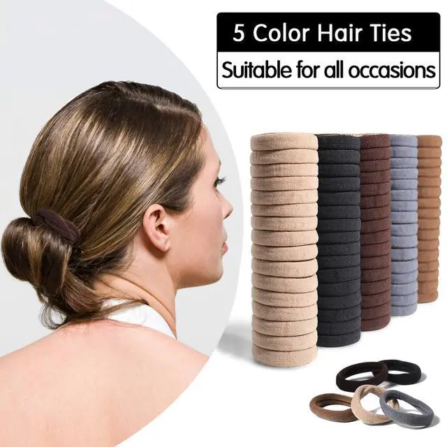 Alt view image 4 of 7 - 100PCS Brown Seamless Elastic Hair Ties No Damage for Women Girls