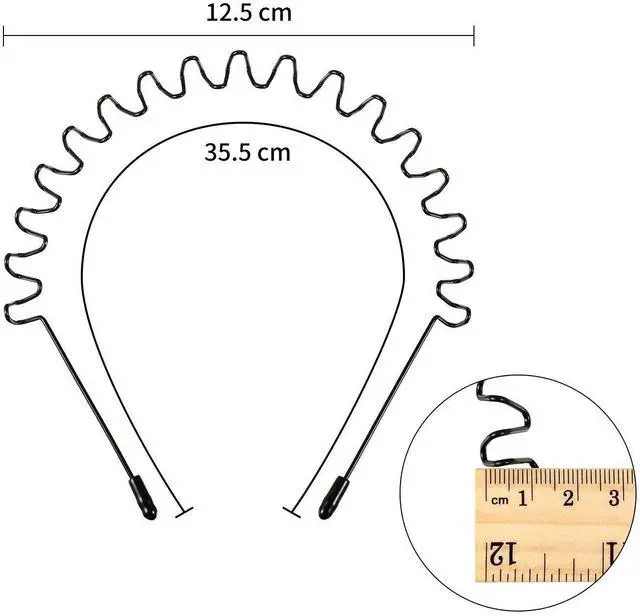 Alt view image 2 of 7 - 3 Pack Metal Headband for Men Unisex Fashion Black Wired Headband Spring Wavy Zigzag Sports Headwear, Non Slip Hair Hoop Hair Accessories for Daily Use Outdoor