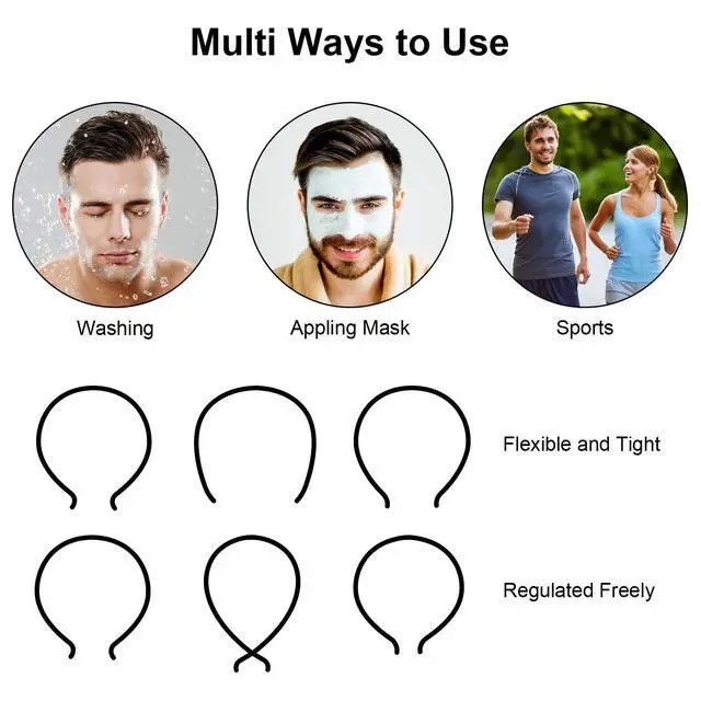 Alt view image 4 of 7 - 3 Pack Metal Headband for Men Unisex Fashion Black Wired Headband Spring Wavy Zigzag Sports Headwear, Non Slip Hair Hoop Hair Accessories for Daily Use Outdoor