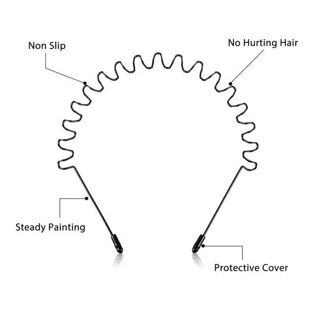 Alt view image 5 of 7 - 3 Pack Metal Headband for Men Unisex Fashion Black Wired Headband Spring Wavy Zigzag Sports Headwear, Non Slip Hair Hoop Hair Accessories for Daily Use Outdoor