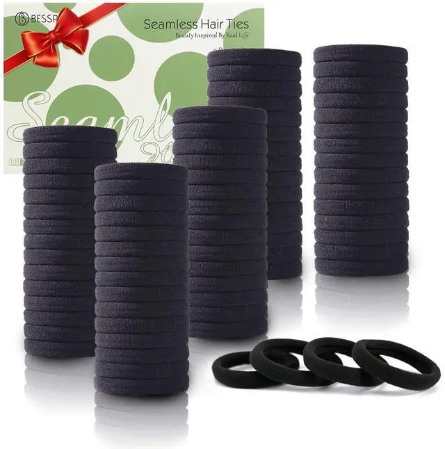 Main image of 100PCS Black Seamless Elastic Hair Ties No Damage for Women Girls