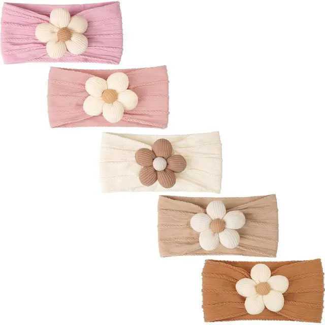 Main image of 5Pcs Baby Flower Headbands Baby Girl Soft Nylon Headband for Newborn