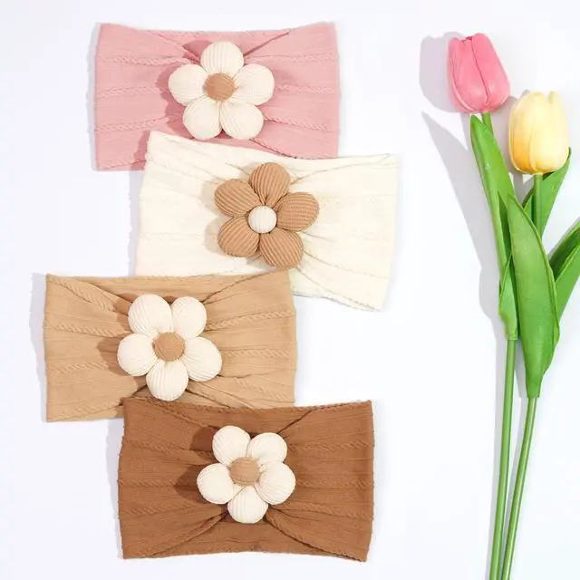 Alt view image 6 of 7 - 5Pcs Baby Flower Headbands Baby Girl Soft Nylon Headband for Newborn