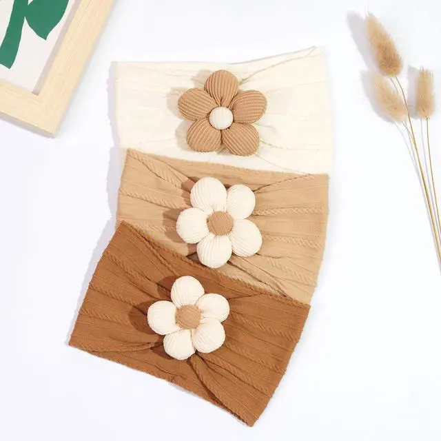 Alt view image 5 of 7 - 5Pcs Baby Flower Headbands Baby Girl Soft Nylon Headband for Newborn