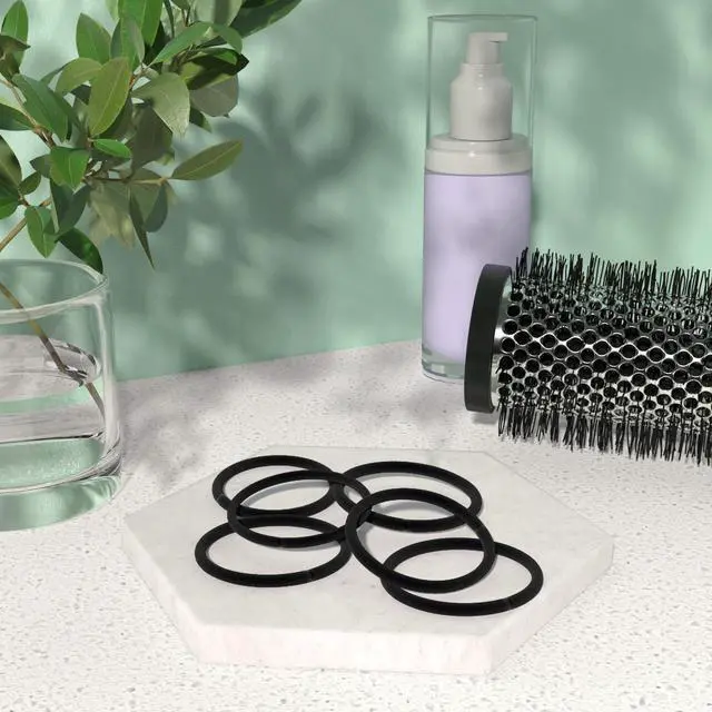 Alt view image 2 of 5 - zon No Damage Elastic Hair Ties, Ponytail Holders for All Hair Types, Snag-Free, Strong Hold, Black 4 MM, 32 Count