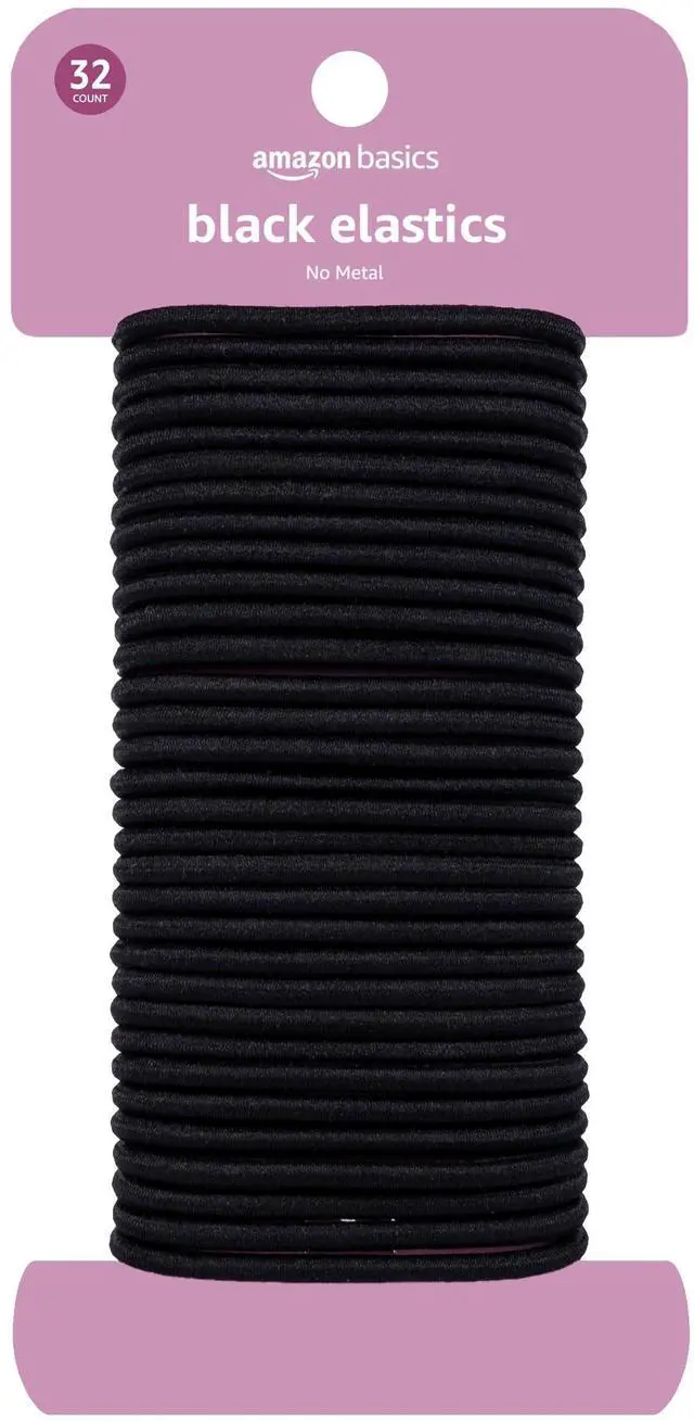 Main image of zon No Damage Elastic Hair Ties, Ponytail Holders for All Hair Types, Snag-Free, Strong Hold, Black 4 MM, 32 Count
