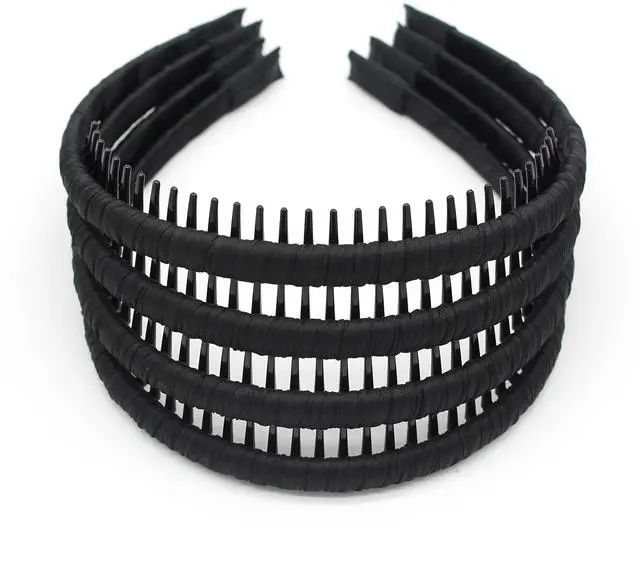 Main image of black women's headbands fashion hair accessories tooth comb hairbands for women non slip hair hoops headband suitable for ladies and girls (Pack of 4)