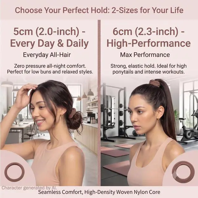 Alt view image 2 of 7 - Seamless High Stretch Hair Ties No Damage for Fine Thick Curly Hair
