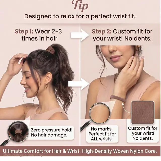 Alt view image 3 of 7 - Seamless High Stretch Hair Ties No Damage for Fine Thick Curly Hair