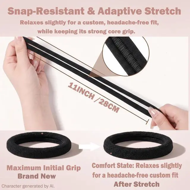 Alt view image 4 of 7 - Seamless High Stretch Hair Ties No Damage for Fine Thick Curly Hair