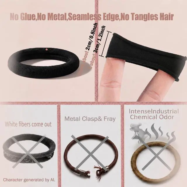 Alt view image 5 of 7 - Seamless High Stretch Hair Ties No Damage for Fine Thick Curly Hair
