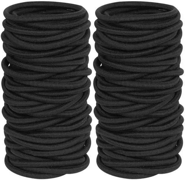 Main image of 120 Pieces Black Hair Ties for Thick and Curly Hair Ponytail Holders Hair Elastic Band for Women or Men(4mm)