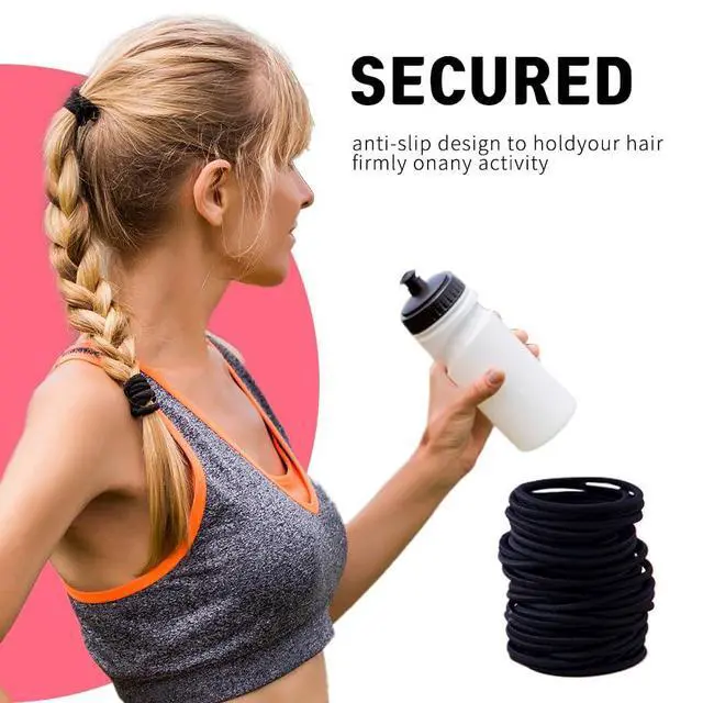 Alt view image 4 of 7 - 120 Pieces Black Hair Ties for Thick and Curly Hair Ponytail Holders Hair Elastic Band for Women or Men(4mm)