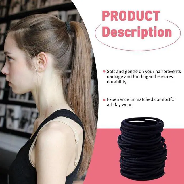 Alt view image 5 of 7 - 120 Pieces Black Hair Ties for Thick and Curly Hair Ponytail Holders Hair Elastic Band for Women or Men(4mm)