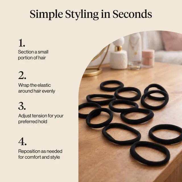 Alt view image 7 of 7 - Elastic Hair Ties No Damage | Stretchable Hair Bands - Black, 12pcs