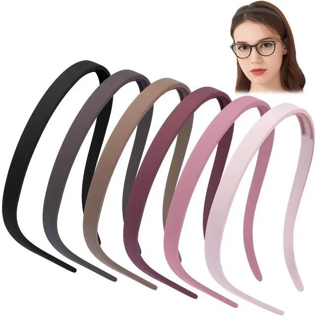 Main image of Headbands for Glasses Wearers No Pressure No Headache Comfortable Hairbands Square Sunglasses Headband for Women Girls, Plastic Headbands with Teeth Non Slip 6Pcs
