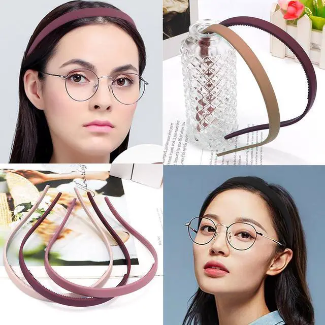 Alt view image 6 of 7 - Headbands for Glasses Wearers No Pressure No Headache Comfortable Hairbands Square Sunglasses Headband for Women Girls, Plastic Headbands with Teeth Non Slip 6Pcs