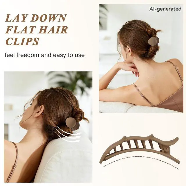 Alt view image 2 of 7 - Medium Flat Hair Clips for Women, Claw Clips for Thick Thin Hair