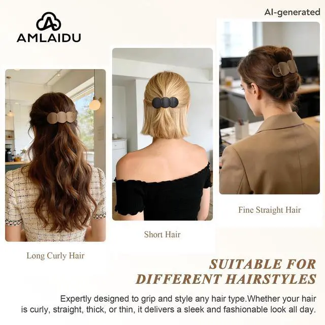 Alt view image 3 of 7 - Medium Flat Hair Clips for Women, Claw Clips for Thick Thin Hair