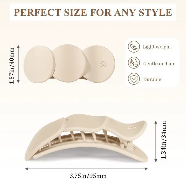 Alt view image 4 of 7 - Medium Flat Hair Clips for Women, Claw Clips for Thick Thin Hair
