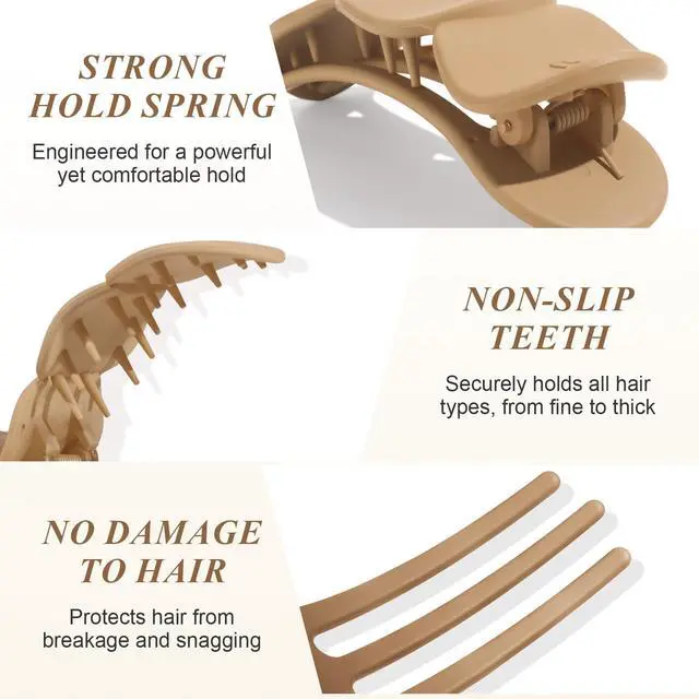 Alt view image 5 of 7 - Medium Flat Hair Clips for Women, Claw Clips for Thick Thin Hair