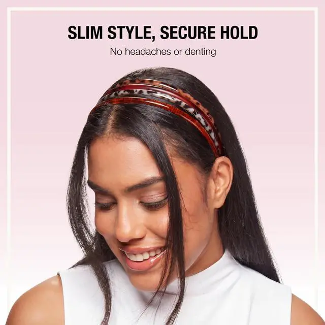 Alt view image 2 of 7 - Scünci Skinny Headbands, No-Damage & Ultra-Flexible, 4 Count