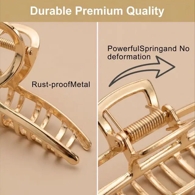 Alt view image 3 of 7 - 6 Pack Gold Metal Hair Clips - 4 Inch Large Jaw Clips for Women, Strong Hold Hair Claws for Thick or Thin Hair, Fashion Hair Accessories for Styling