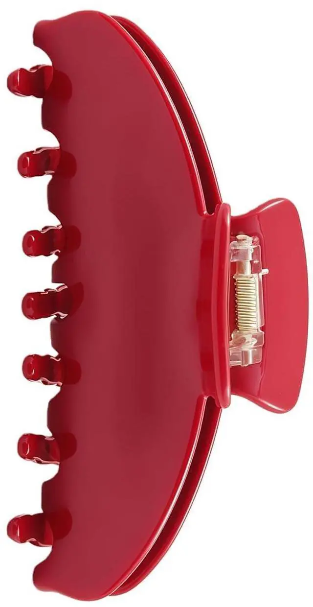 Main image of Durable Acetate Hair Clips - 4-Inch Cherry Red Claw Clips for Fine and Thick Hair (Red)