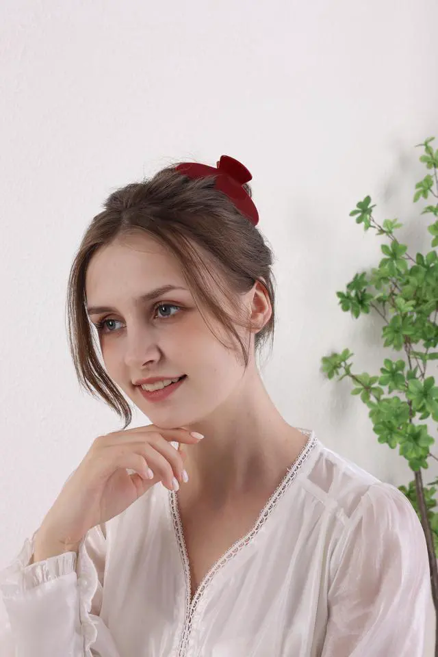 Alt view image 5 of 7 - Durable Acetate Hair Clips - 4-Inch Cherry Red Claw Clips for Fine and Thick Hair (Red)