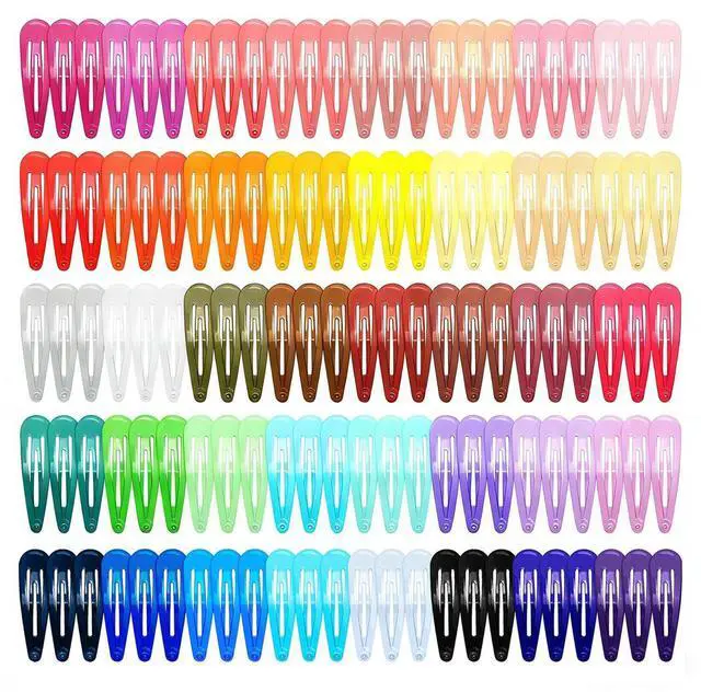 Main image of 120 Pack Colorful Metal Snap Hair Clips, 2 Inch Hair Barrettes for Styling