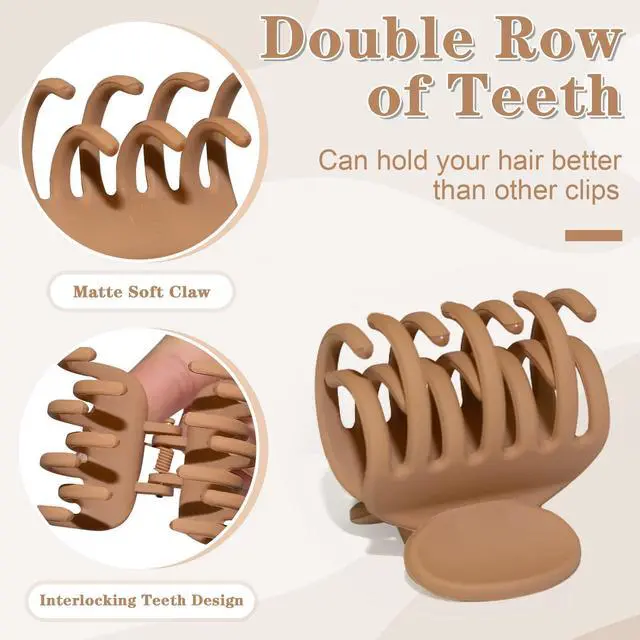 Alt view image 2 of 7 - 1.6" Matte Small Double Row Teeth Hair Clips for Women Hair Claw Clips