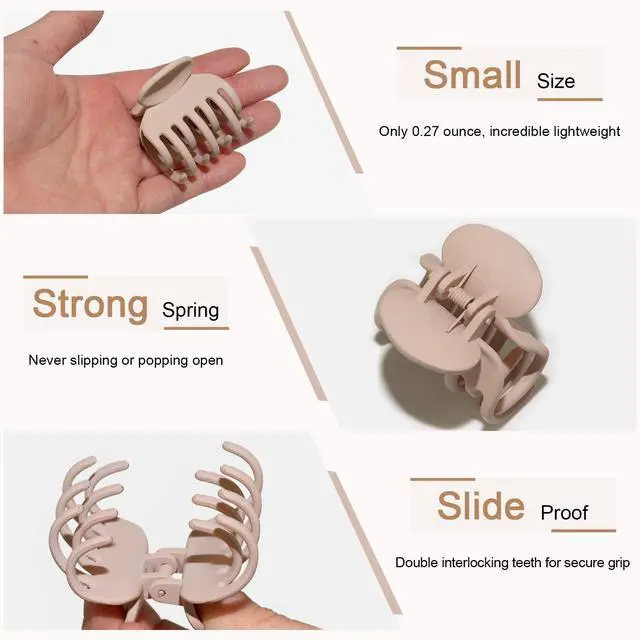 Alt view image 4 of 7 - 1.6" Matte Small Double Row Teeth Hair Clips for Women Hair Claw Clips