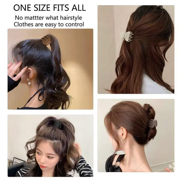 Alt view image 5 of 7 - 1.6" Matte Small Double Row Teeth Hair Clips for Women Hair Claw Clips