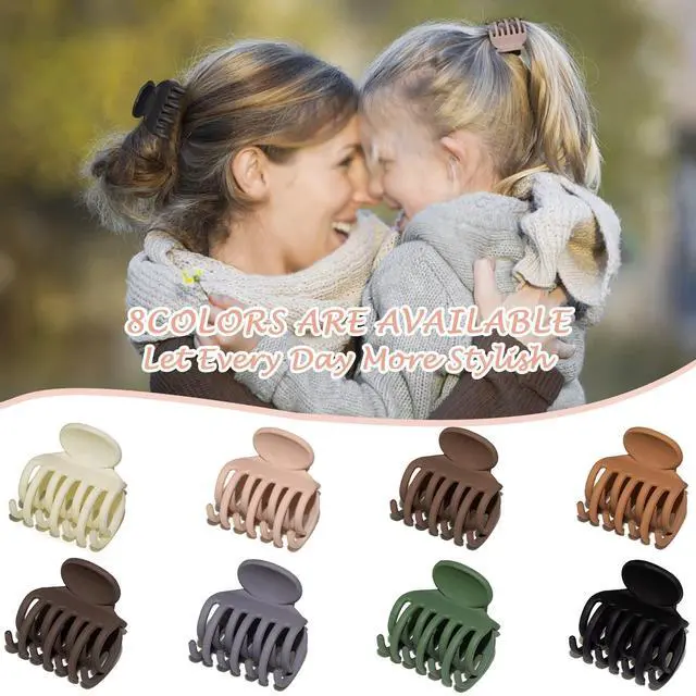Alt view image 6 of 7 - 1.6" Matte Small Double Row Teeth Hair Clips for Women Hair Claw Clips