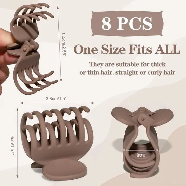 Alt view image 7 of 7 - 1.6" Matte Small Double Row Teeth Hair Clips for Women Hair Claw Clips