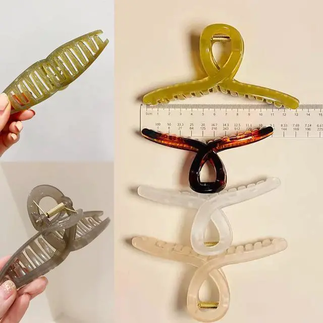 Alt view image 5 of 7 - Big Hair Claw Clips - Butterfly Hair Accessories for Women and Girls with Long, Thick Hair - Large 5.1 Jelly Clips, 4 Pcs, Mother's Day Gifts