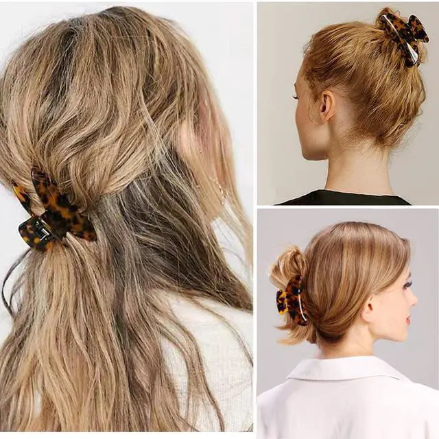 Alt view image 2 of 7 - 2 Pack Big Hair Claw Clips Tortoise Shell Nonslip Large Claw Clip For Women Celluloid Leopard Print Jaw Clips For Thick Hair