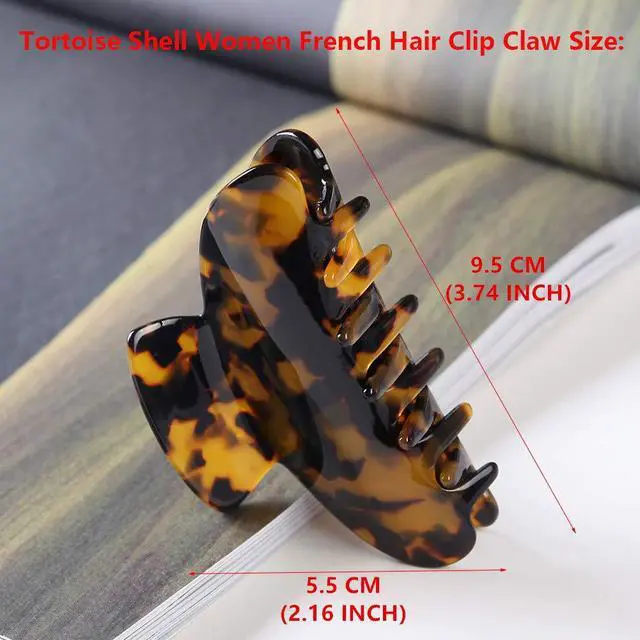 Alt view image 4 of 7 - 2 Pack Big Hair Claw Clips Tortoise Shell Nonslip Large Claw Clip For Women Celluloid Leopard Print Jaw Clips For Thick Hair