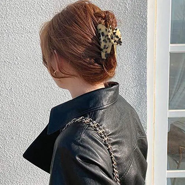 Alt view image 7 of 7 - 2 Pack Big Hair Claw Clips Tortoise Shell Nonslip Large Claw Clip For Women Celluloid Leopard Print Jaw Clips For Thick Hair