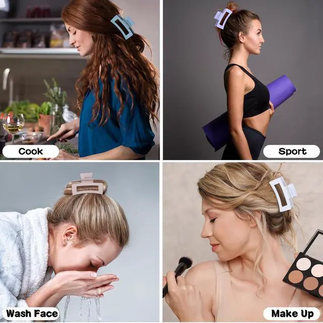 Alt view image 7 of 7 - 12 Pcs Medium Hair Clips, 3.5 Inch, Colorful - Hair Clips for Thick and Thin Hair, Square Claw Clips, Jaw Clips, Bulk Hair Accessories for Women and Girls