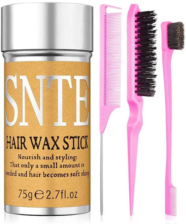Main image of Hair Wax Stick & Slick Back Hair Brush Frizz Control for Women & Kids, Non-Greasy & No Residue Smooths Flyaways, Creates Sleek Ponytails & Buns Styling Accessories & Teen Girl Gifts Trendy Stuff