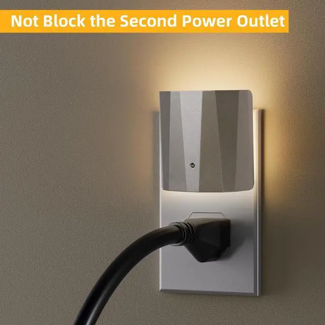 Alt view image 4 of 7 - Plug in Night Lights for wall, Dawn to Dusk 3 Pack (Silver) | Indoor Nightlights with Warm White for Stairs, Hallway, Living Room, Kitchen, Entrance, Bathroom, Office