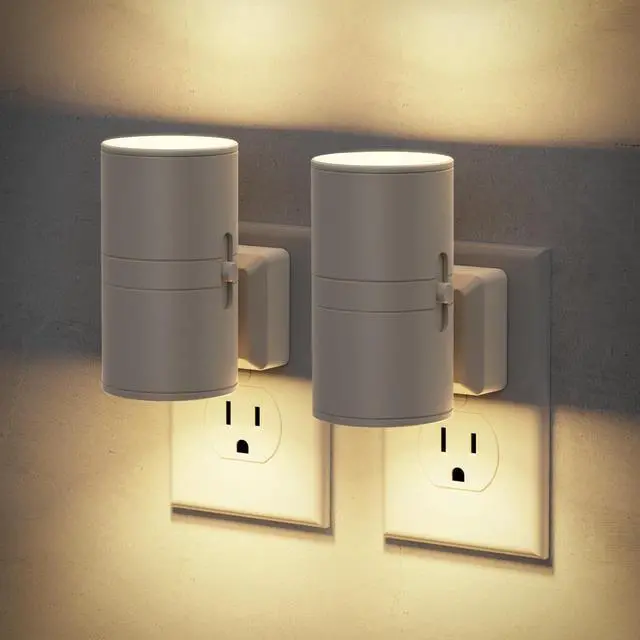 Main image of Night Lights Plug into Wall, Dimmable Gray Night Lights, Warm | Dusk to Dawn Light Sensor, Soft White 3000K, 0-100LM Adjustable Brightness Nightlight for Hallway Bathroom, 2 Pack