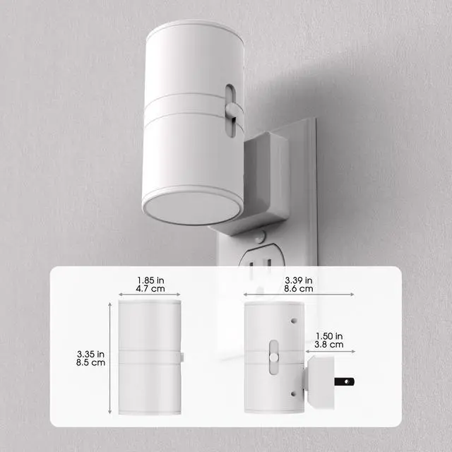 Alt view image 6 of 6 - Night Lights Plug into Wall, Modern LED Night Light Plug in | Dusk to Dawn Sensor, Soft White 3000K, 0-100LM Adjustable Brightness, Dimmable NightLight, Stairway, Hallway, Bedroom, 2 Pack