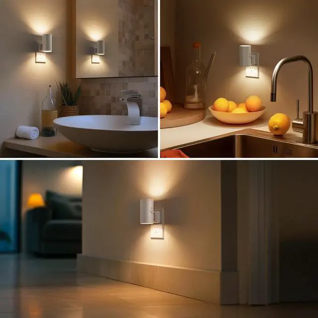 Alt view image 4 of 6 - Night Lights Plug into Wall, Modern LED Night Light Plug in | Dusk to Dawn Sensor, Soft White 3000K, 0-100LM Adjustable Brightness, Dimmable NightLight, Stairway, Hallway, Bedroom, 2 Pack