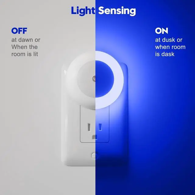 Alt view image 4 of 7 - Night Light, Night Lights Plug into Wall, Dusk to Dawn Sensor, Blue Led Night Light 0.5W, 2 Pack Nightlight for Adults, Bedroom, Bathroom, Hallway, Kitchen