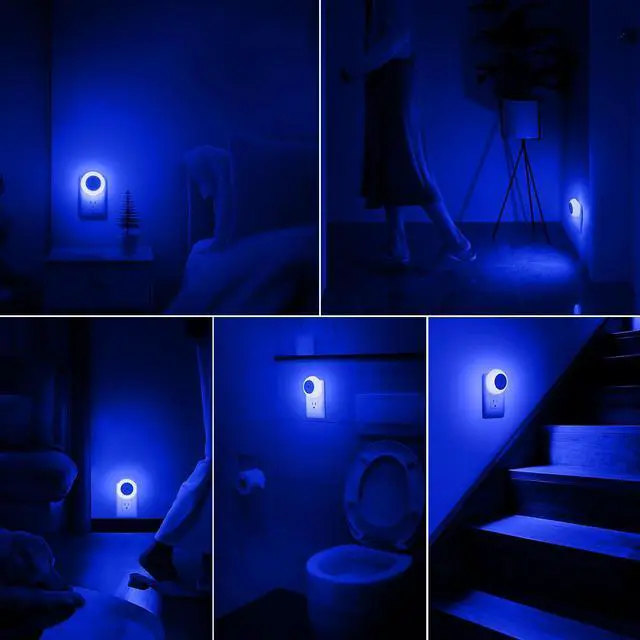 Alt view image 6 of 7 - Night Light, Night Lights Plug into Wall, Dusk to Dawn Sensor, Blue Led Night Light 0.5W, 2 Pack Nightlight for Adults, Bedroom, Bathroom, Hallway, Kitchen